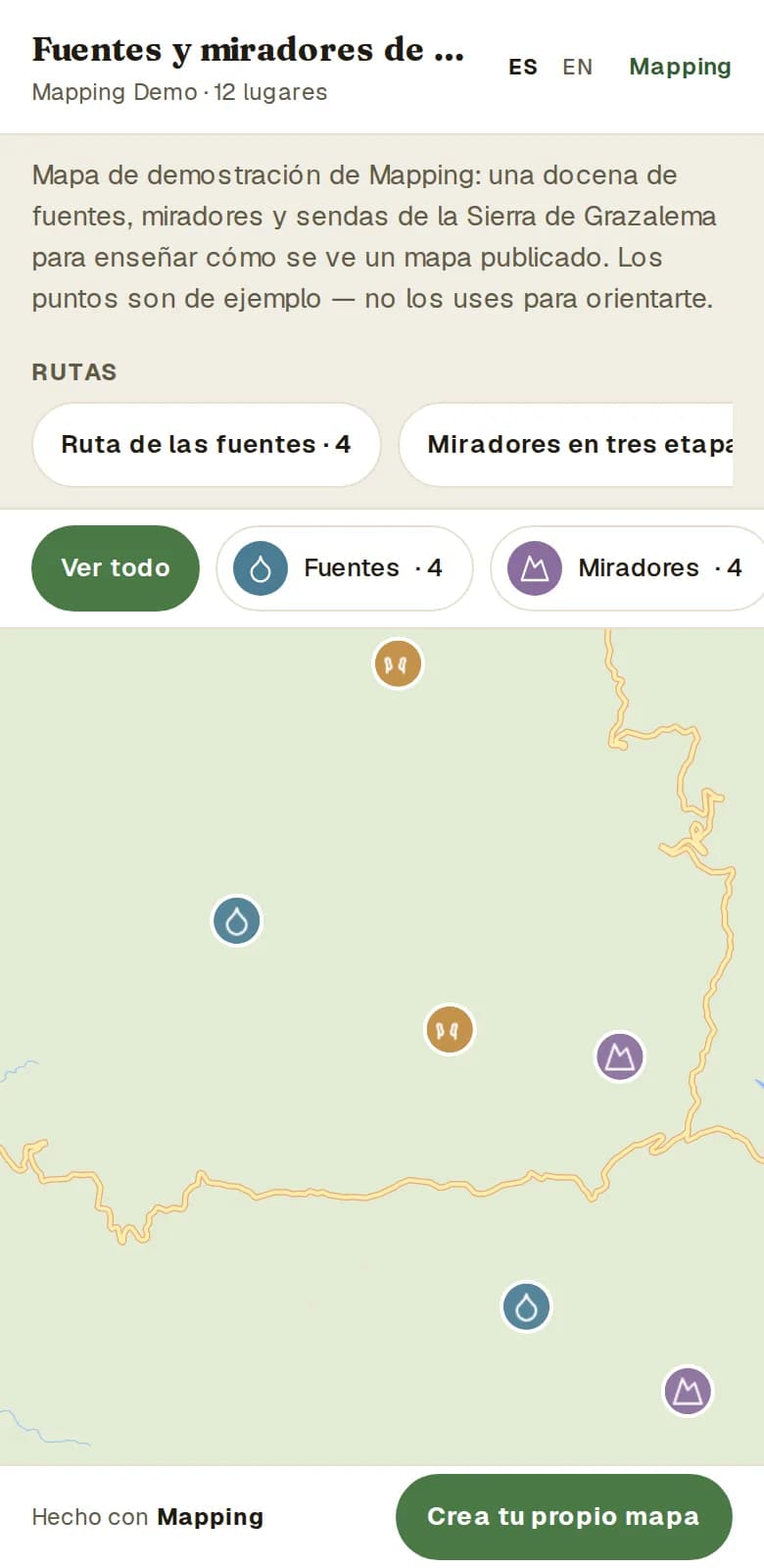 Un mapa publicado, tal y como lo ve quien escanea el QR